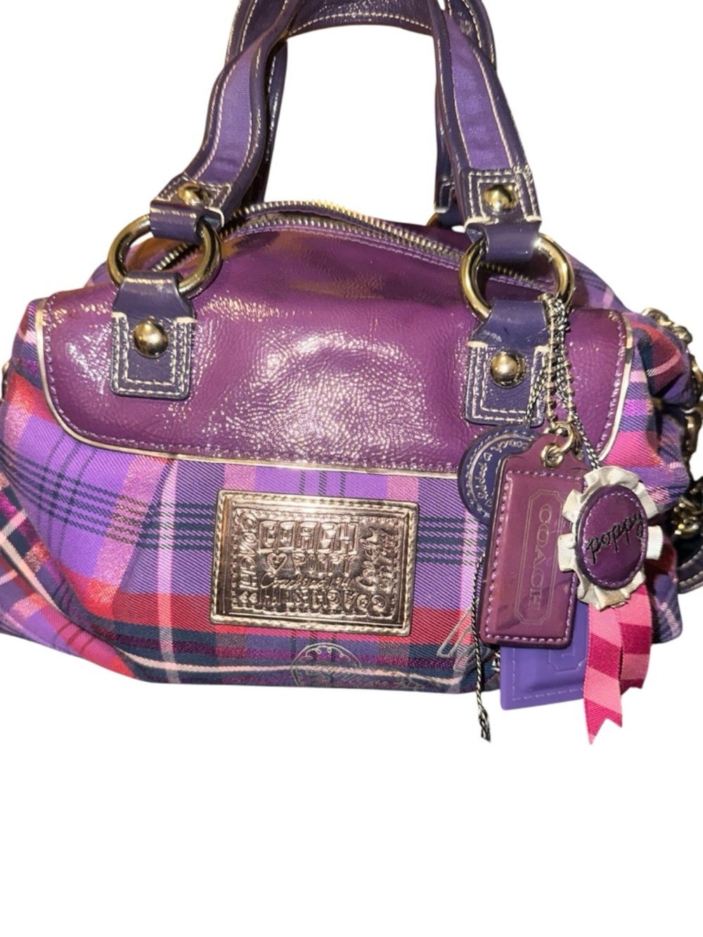 COACH POPPY Tartan Check Tote Bag with 4 Hangtags - Picture 4 of 17